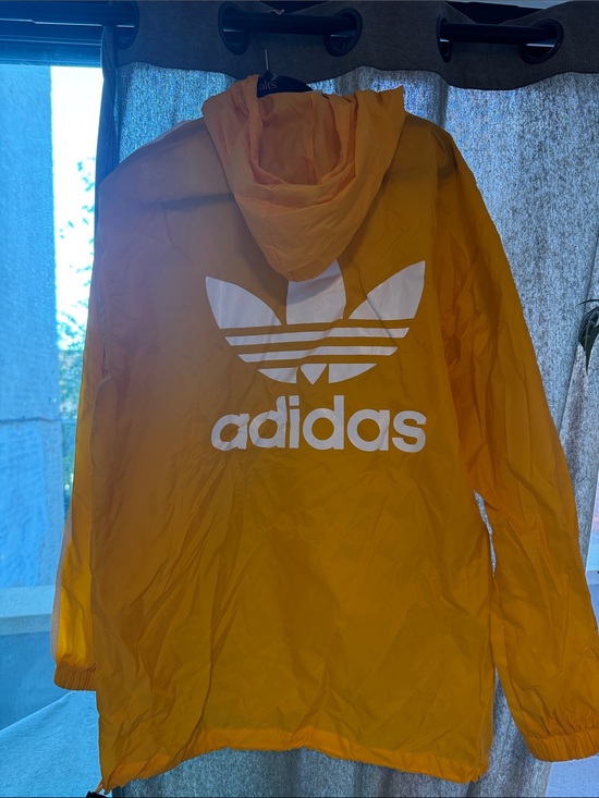 adidas Jackets & Blazers - Adidas Yellow Trefoil Hooded Windbreaker / Raincoat